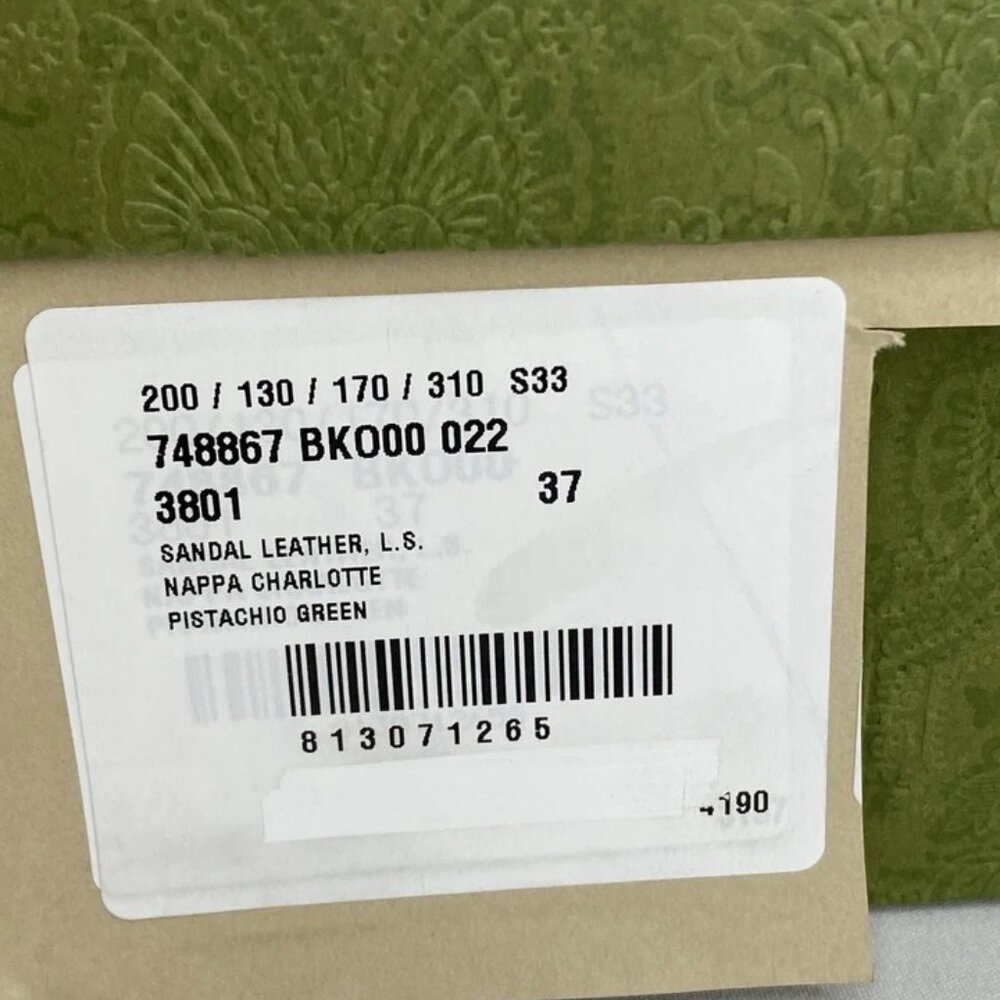 Gucci Womens Sandals Pistachio Green Size 7 Charlotte Nappa GG Buckle Heeled - Picture 10 of 13